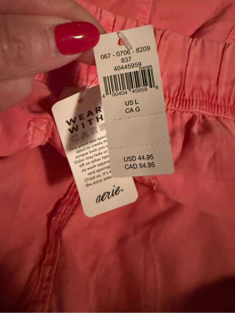 aerie Spicy Coral Drawstring Cotton Shorts, NWT, Large - Picture 5 of 6